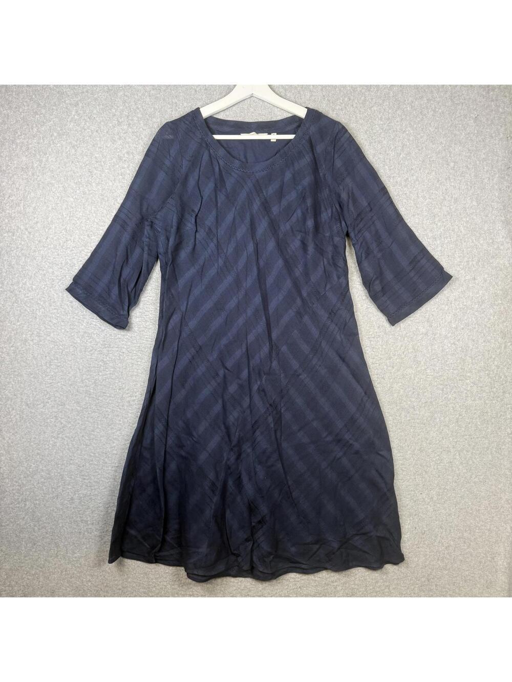 Soft Surroundings Women's Size Medium Blue 3/4 Sleeve A Line Midi Dress Cotton